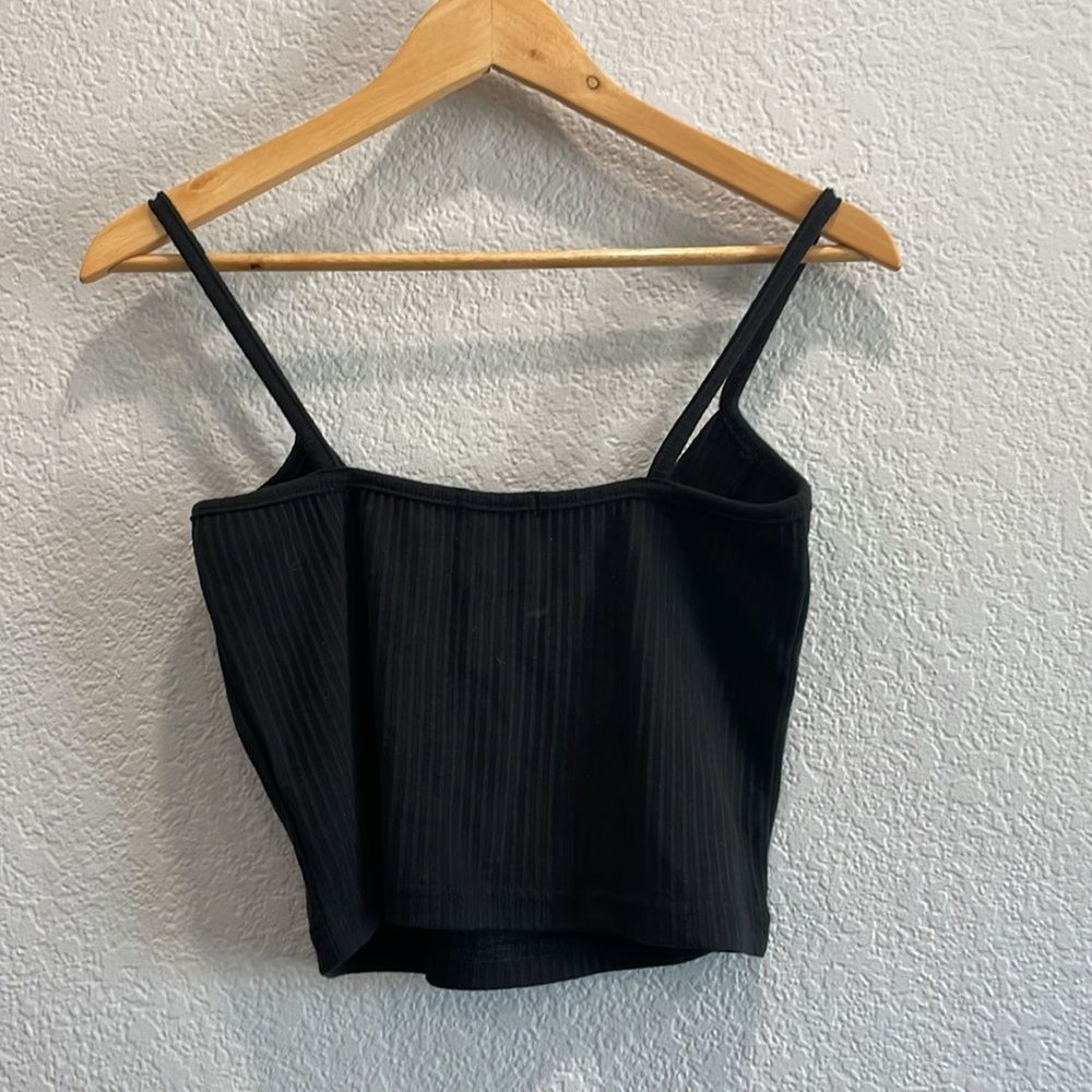 Nasty Gal Don't Call Me Lace-Up Ribbed Crop Top in Black Size 8 - Picture 5 of 6